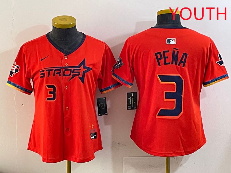 Youth Houston Astros 3 Pena Orange Fourth generation Joint Name Nike 2025 MLB Jersey style 4